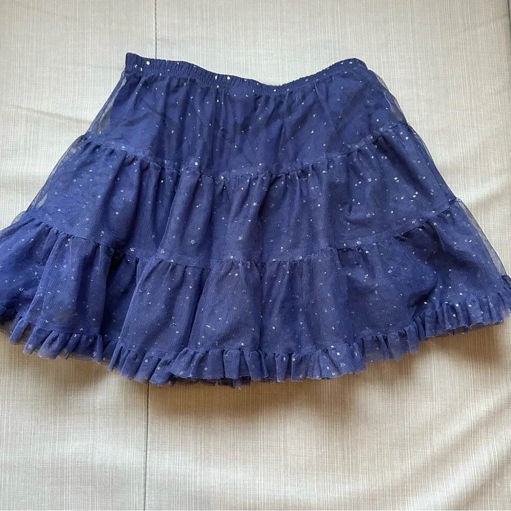 **3/$15** Girl's Navy Blue Tulle Sparkle Skirt M (7/8) - Picture 1 of 4